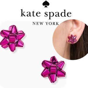 KATE SPADE Pink Bourgeois Gift Bow Stud Earrings